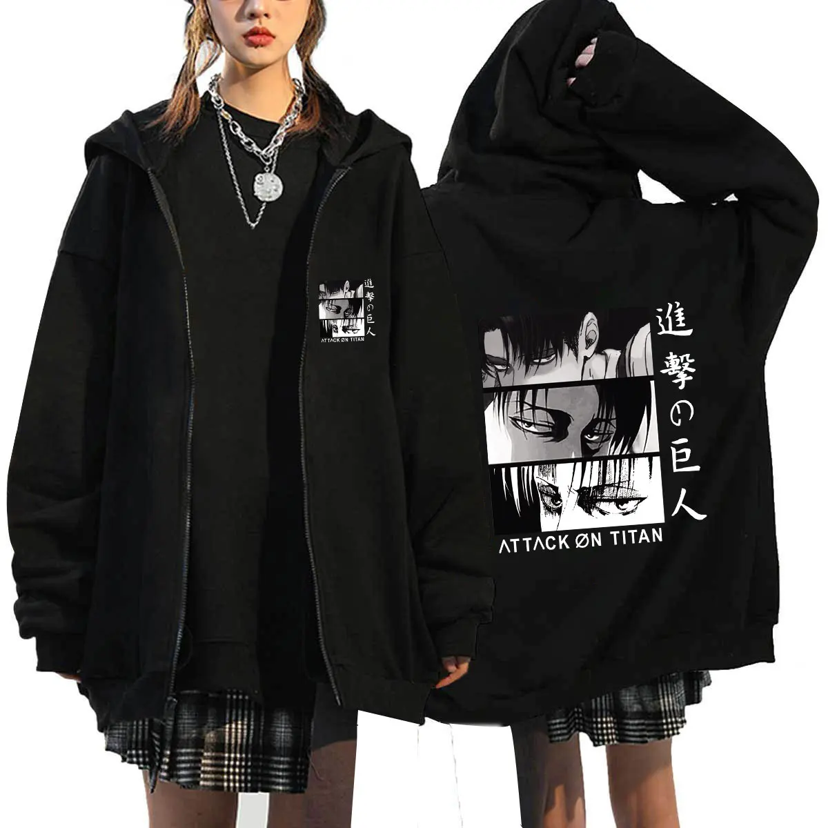 Men Women Hot Anime Zip Hoodies Attack On Titan Levi Graphic Printed Hooded Sweatshirt Harajuku Unisex Zipper Jacket