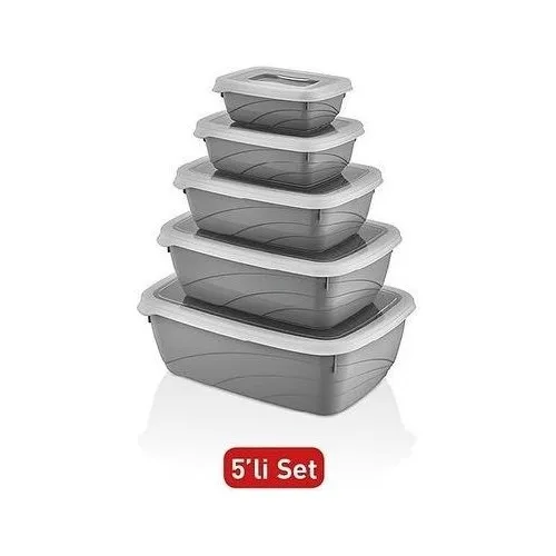 Tubi Home Vip John Vacuum Storage Container 5'li Set Gray