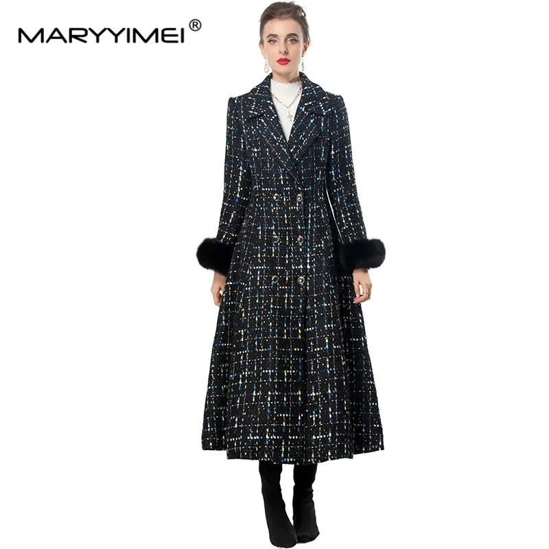 เกดิโวเอนแฟชั่นดีไซน์ผู้หญิงเสื้อโค้ททรงเอแขนยาวสตรีทแวร์ฤดูใบไม้ร่วงและฤดูหนาวเสื้อคลุม