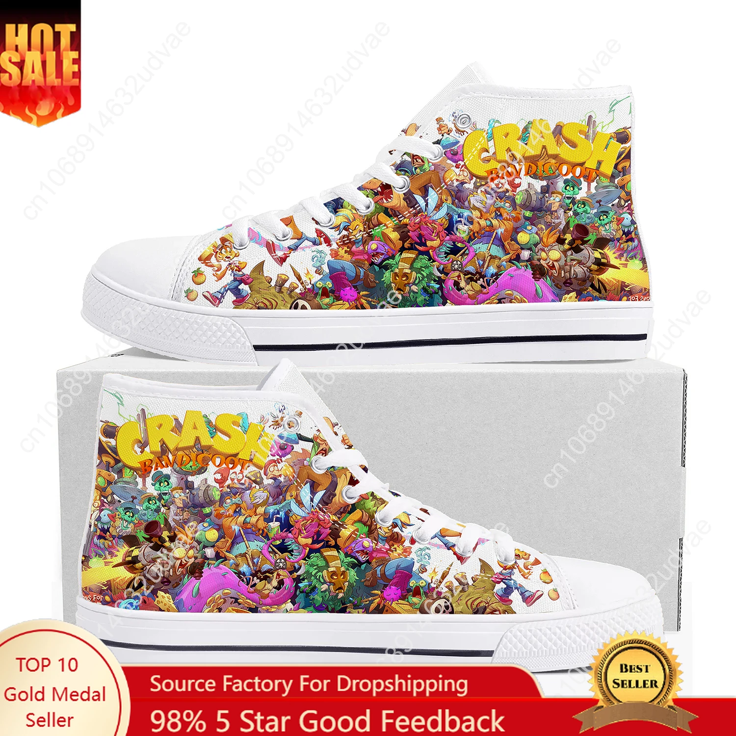 

Crash Bandicoot High Top Shoes Mens Womens Teenager Sneakers Canvas High Quality Outdoor Daily Sneaker Custom Made Couple Shoe