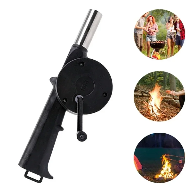 Hand-cranked Air Blower Barbecue Fan Mini Portable BBQ Grill Fire Bellows Picnic Camping Accessories Outdoor Tools