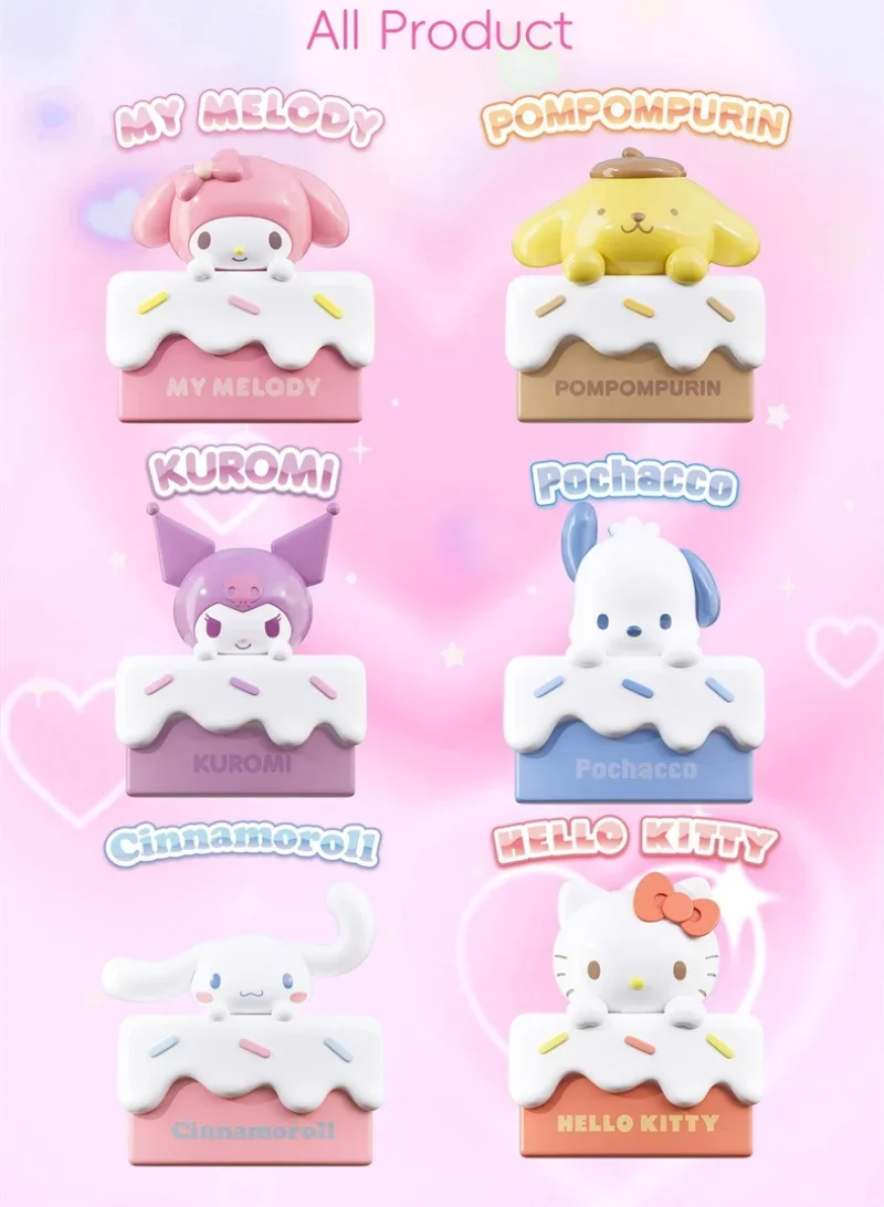 Hello Kitty Cake Specified Blind Box Kuromi Cinnamoroll Family Cake Series Shaped Storage Box Cute Ornament Cartoon Toy Gift