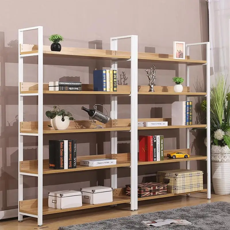 Supermarket steel and wood shelves, cosmetics shelves, multi-layer iron art floor bookshelves, wholesale shoe stores