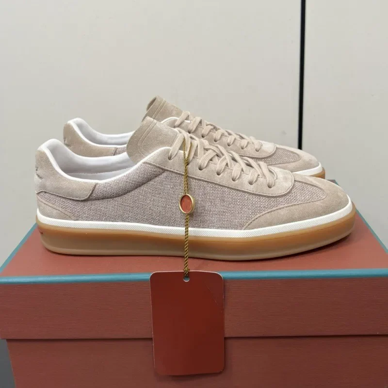 2026 Fashion Genuine Leather Men Sneakers Retro German Training Shoes Flat Laced Up Casual Shoes Splice Soft Flats Shoes for Men
