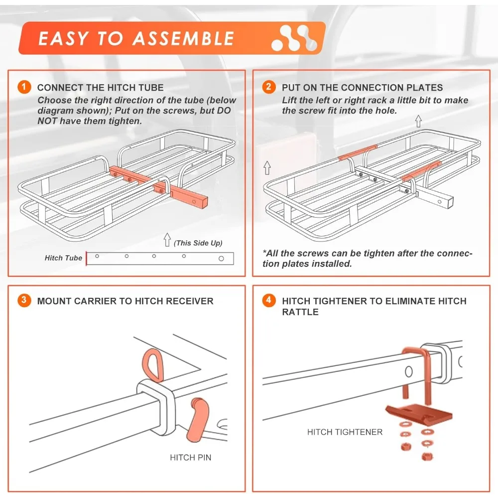 سلة شحن MeeFar مثبتة على وصلة مع حقيبة مقاومة للماء، سعة 53 × 19 × 5 و500 رطل #3