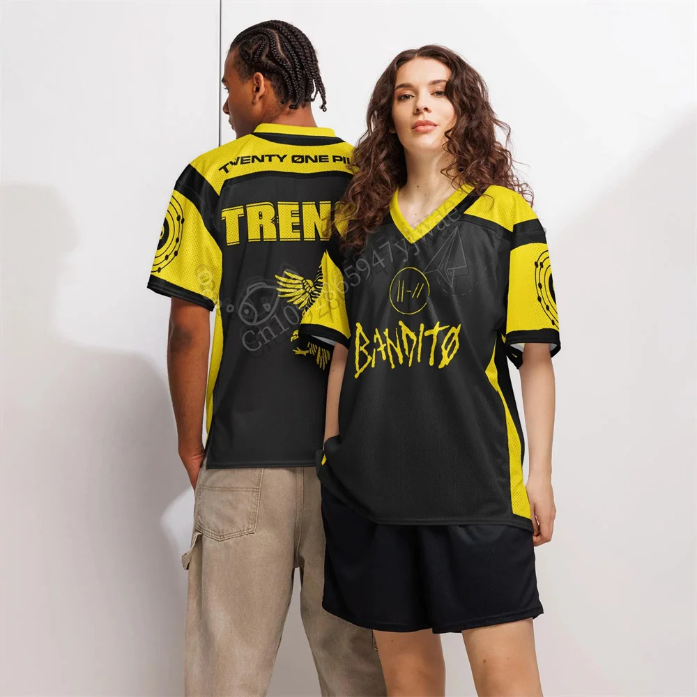 Twenty One Pilots Bandito Trench Rock Band FOOTBALL Jersey Y2K Oversized Graphic Breathable Mesh Streetwear Adult Kid's T-shirts - view 3