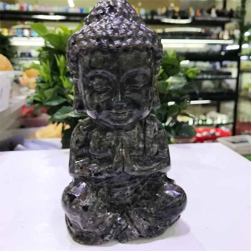 

15cm Natural Yooperlite Buddha Crystal Carving Buddhism Home Decoration Healing Fengshui Gemstone Collection Gift 1pcs