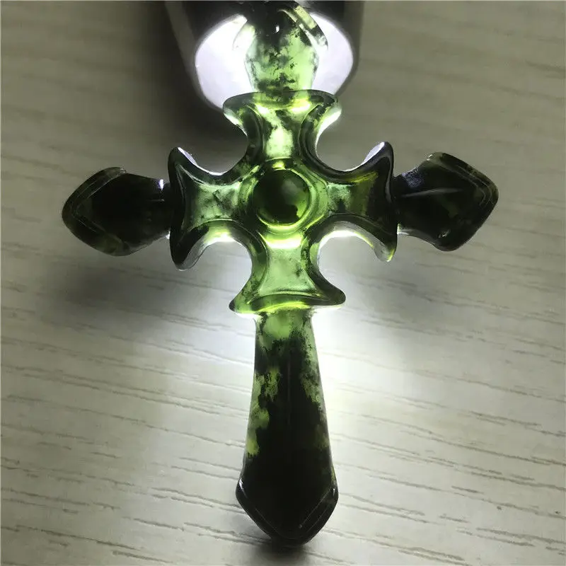 Medicine King Stone Cross Jade Pendant Male Ink Jade Cross Necklace Female Ethnic Style Pendant Safe