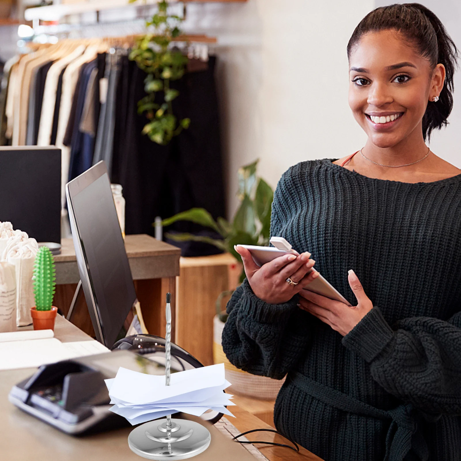 

1Pcs Receipt Holder Spike Thick Rod Sturdy Base Memo Note Organizer Office Restaurant Bill Check Stand Paper Memo Holder