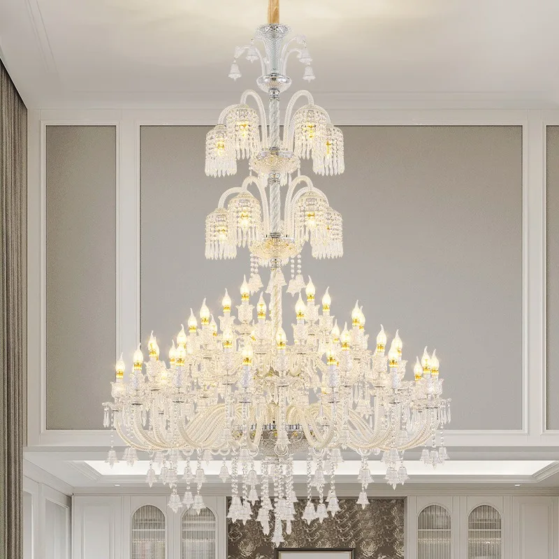 

French style villa living room lamp classic chrome candle lamp modern Baccarat luxurious crystal chandelier