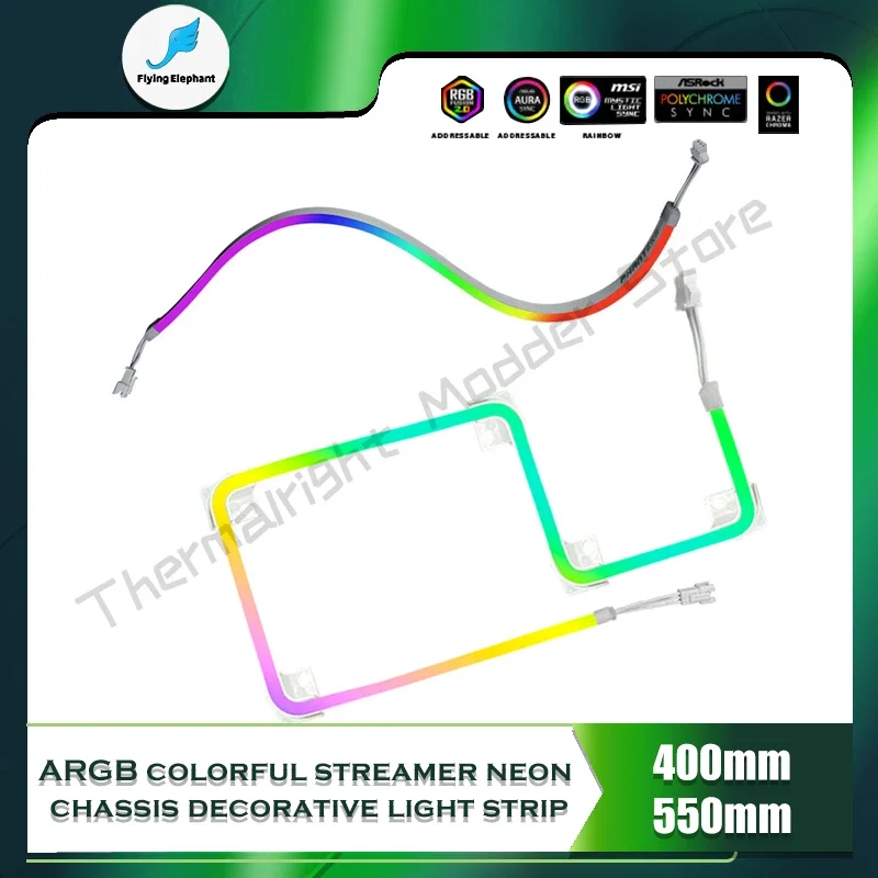 

Phanteks ARGB Light Strip Neon Decoration LED Strip 5V 3PIN Light Header AURA 13mmx5.5mmx400mm X 2pcs M5 for MOD Computer Case