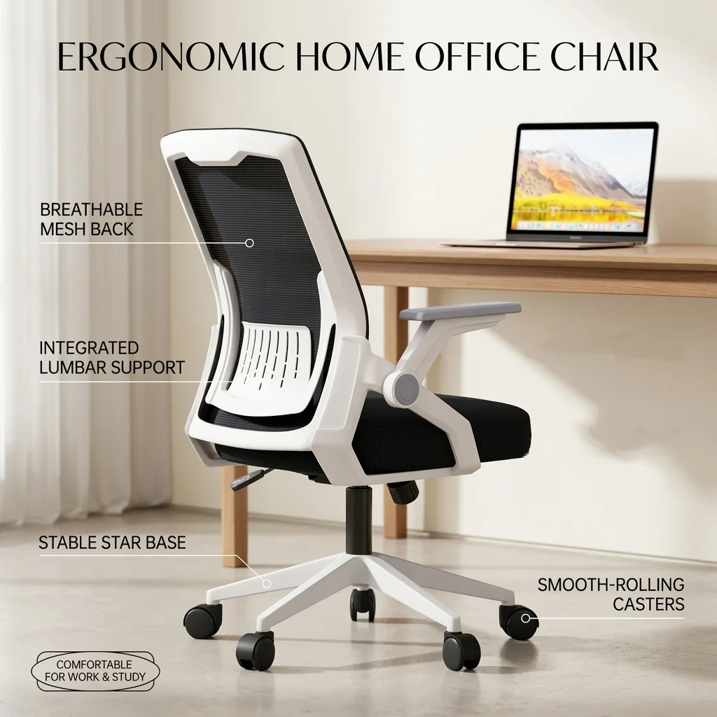 Ergonomic Office Mesh Computer Desk Chair Adjustable Swivel Task Chair With Support Armrests Rolling