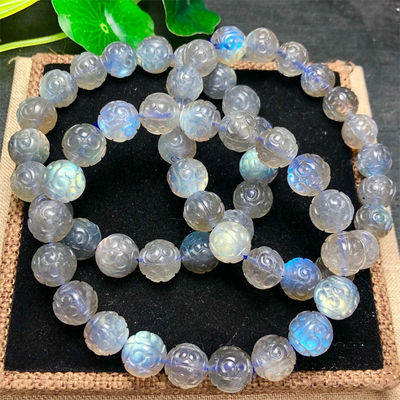

Natural Gray Moon Stone Mosaic Bead Bracelet Crystal Gemstone Fashion Healing Chakra Stress Relief Reiki Yoga Energy Gift 9/12MM