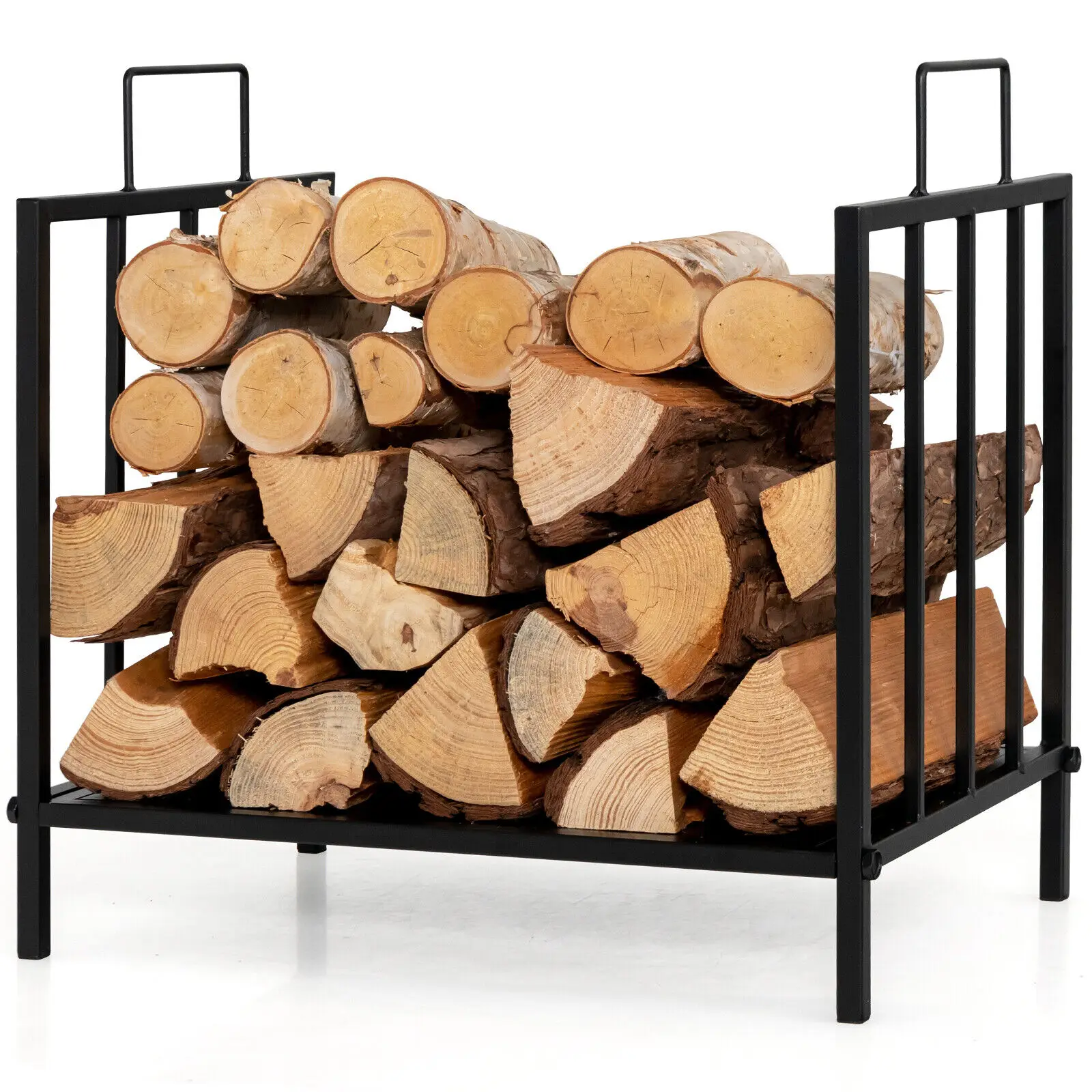 Costway 18”Firewood Rack Decorative Steel Firewood Storage Log Holder w/ Handle