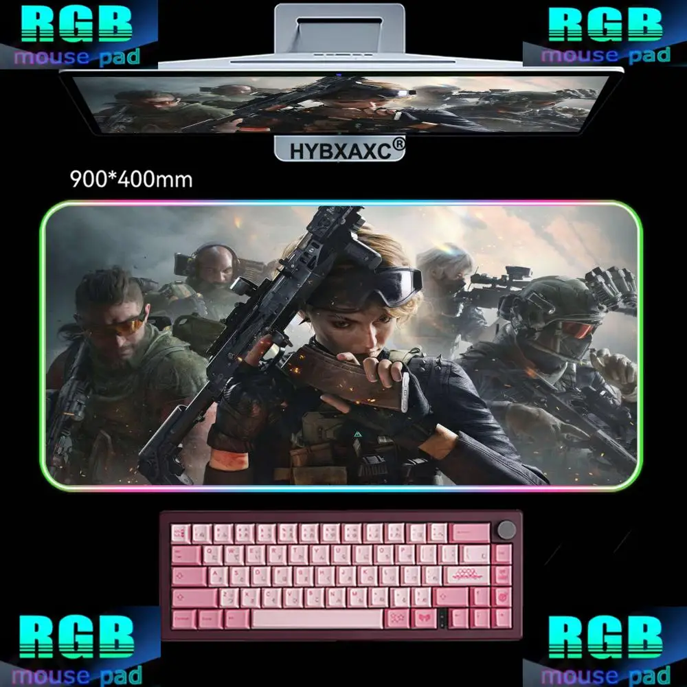 

RGB Game Delta Force Large mouse pad For Gaming mousepad with Stitched Edges and Non-Slip Rubber Base Extended game accessories