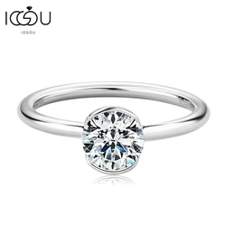 IOGOU Real 1CT Moissanite Rings for Women 6.5mm D VVS1 Diamond Weddings Rings With Certificate 925 Silver Engagement Jewelry
