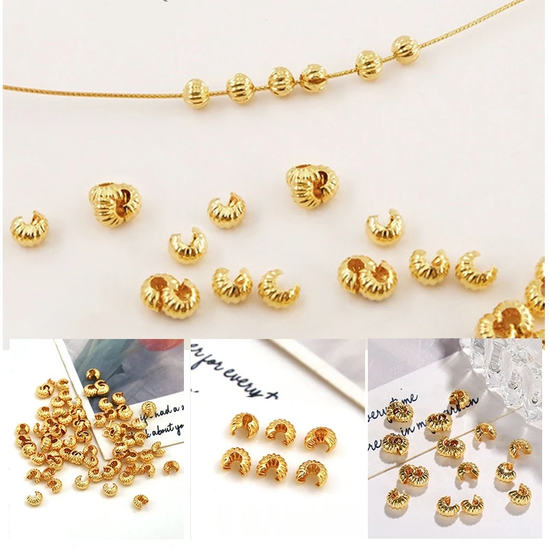 BoYuTe (100 Pieces/Lot) Open C-Clasp Beads, Brass Positioning Crimp Beads, DIY End Clips, Spacer Connectors for Jewelry Making