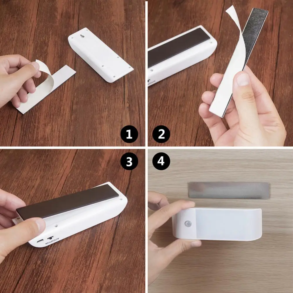 Night Light Rechargeable Motion Sensor LED USB 12 PIR Induction Cabinet Lamp