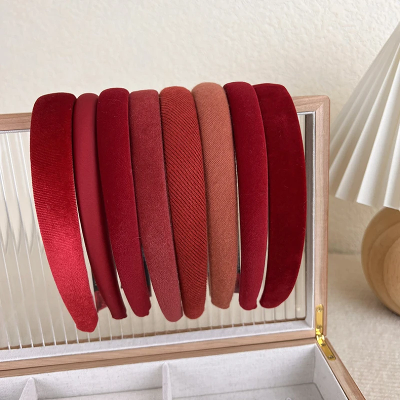 

New Year's Red Thin Headband for Women Girls Sweet Hair Hoop Christmas Decorate Sponge Hair Band Fashion Hair Accessories Gifts