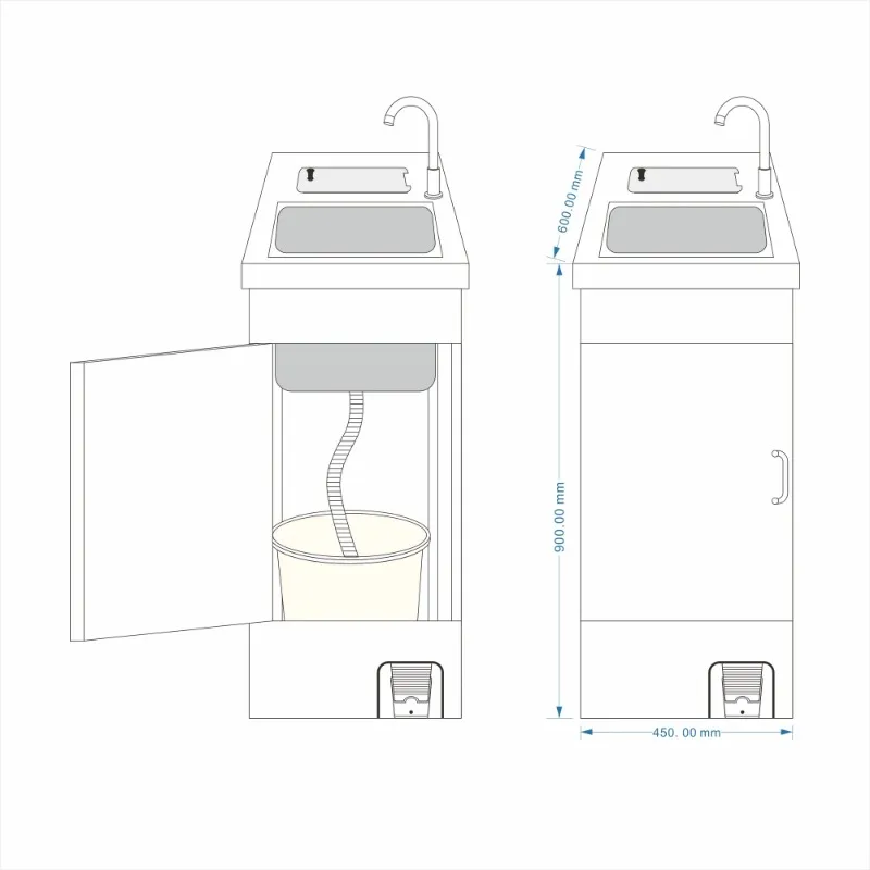 Stainless steel hot water  hot water heating sink heating mobile wash basin with door wash basin hot and cold