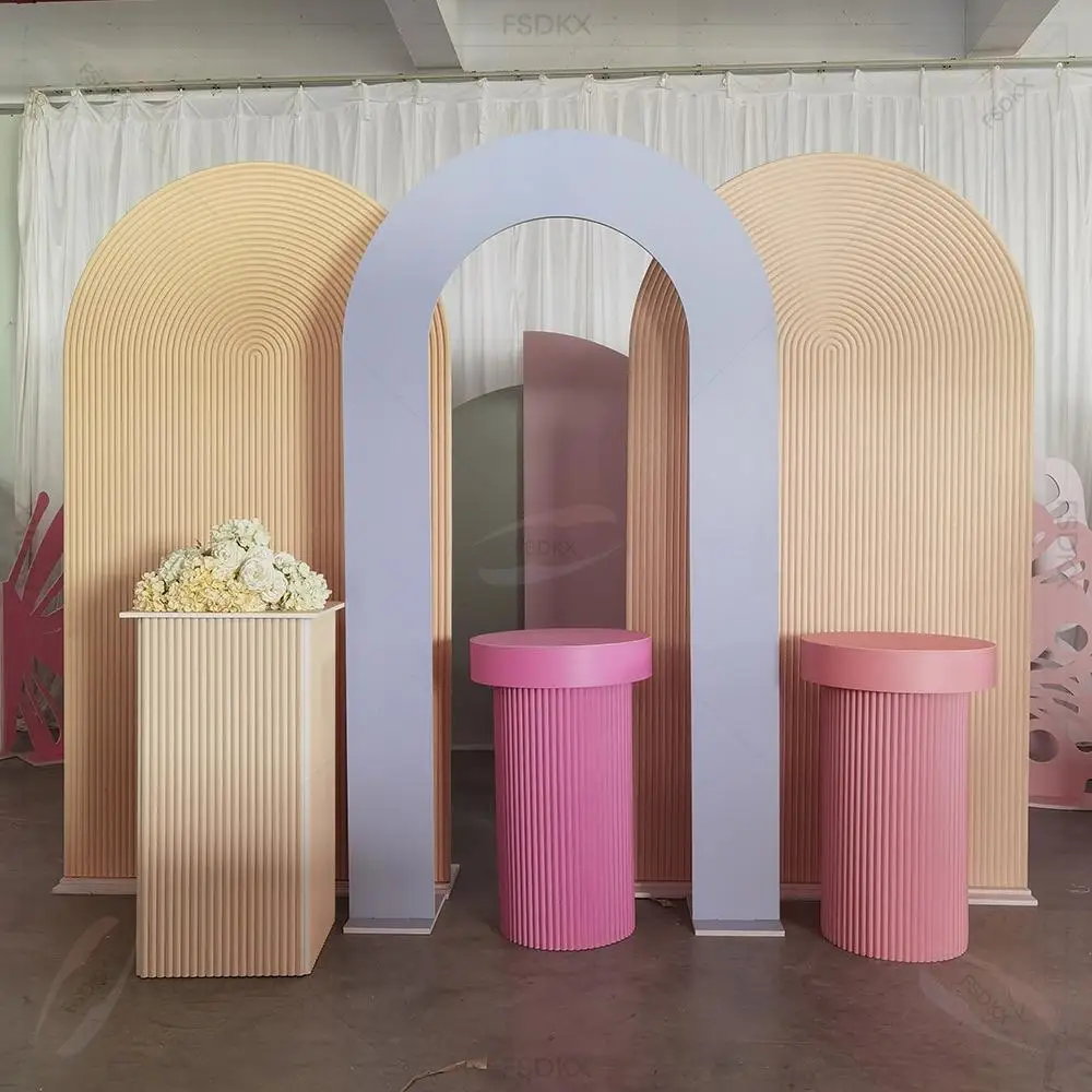 

Factoy Crafts 3D Pvc Ripple Arch Backdrop Stand Customized Wall Decoration for Wedding Decoration