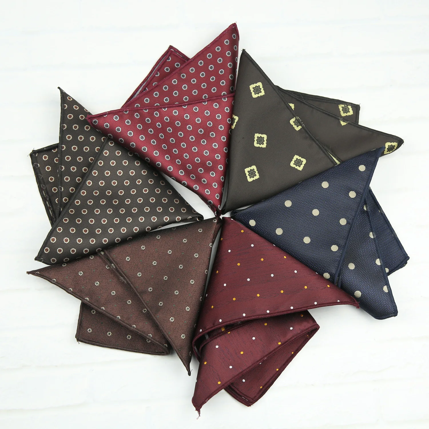 Abito da uomo d'affari formale da 23 cm Punti marroni Tasca quadrata Casual Poliestere Cachi Fazzoletto floreale Accessori per abiti Sciarpa sul petto