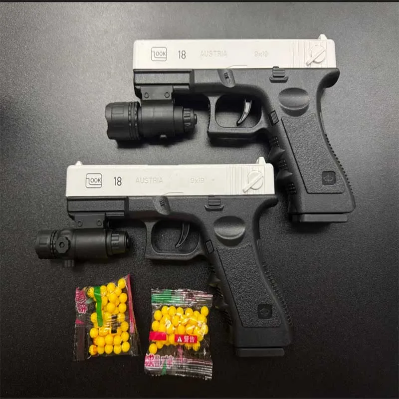 Pistola de balas suaves Airsoft Manual G18, pistola de juguete, revista inferior con láser, juego CS para deportes al aire libre, regalo para niños y adultos