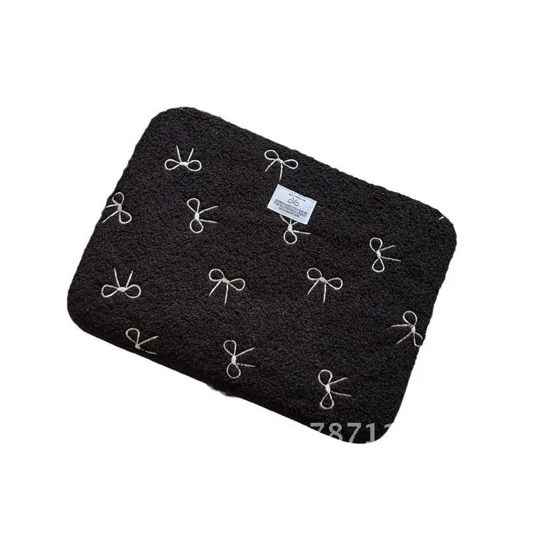 

Plush Embroidered Bow iPad Case Autumn Winter Tablet Protective Cover Street Fashion Animal Pattern Unisex Laptop Liner Bag