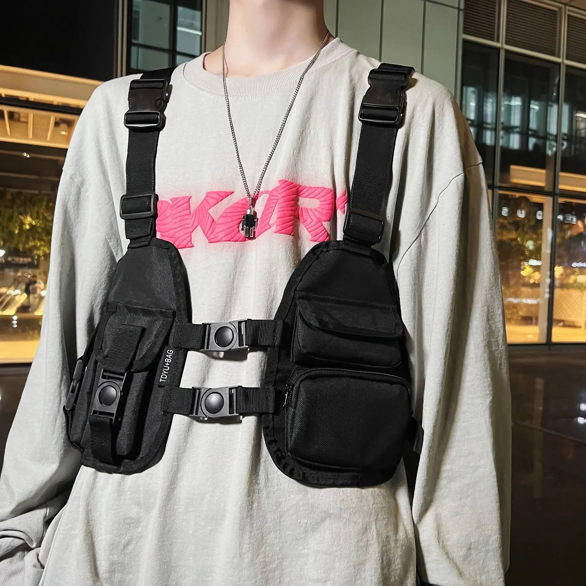 2023 nowa kamizelka torba na klatkę piersiową wysokiej jakości Oxford tkanina na klatkę piersiową torba wielofunkcyjny męski Hip-hop Streetwear Unisex plecak