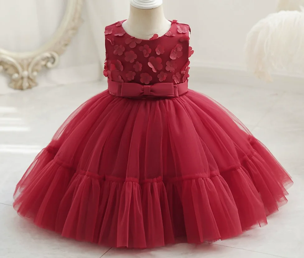 

Baby Girl Tulle Princess Dress Vest Toddler 1st Birthday Party Gown Fluffy Pageant Dress for Kids