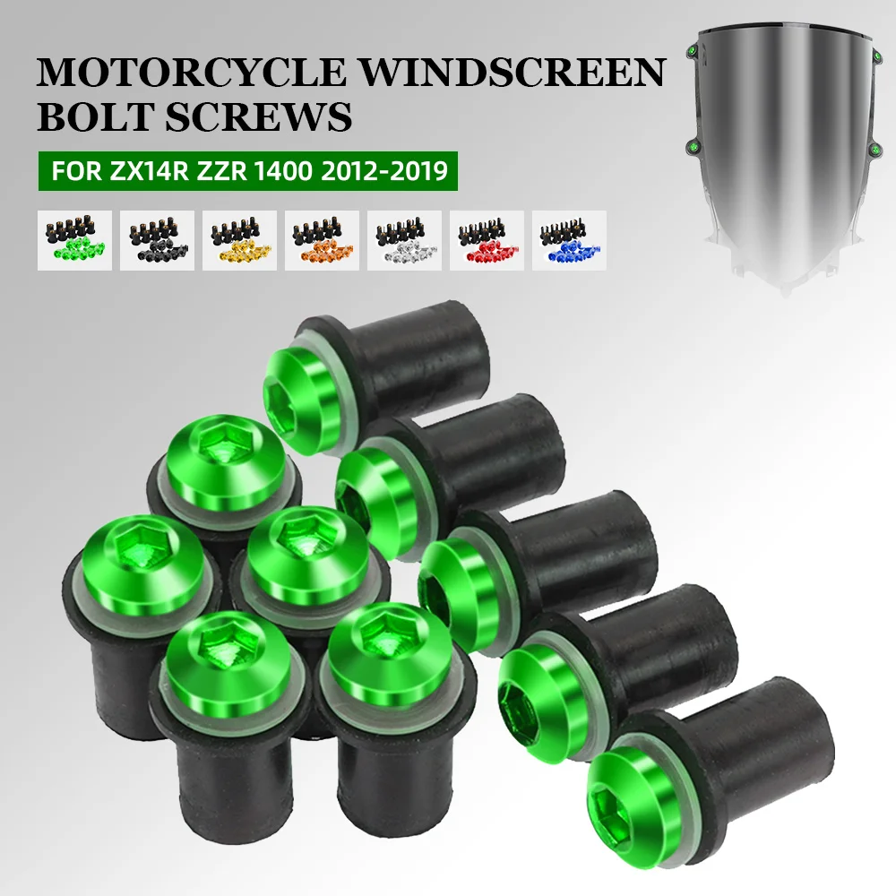 

For Kawasaki ZX14R ZZR 1400 2012-2017 2018 2019 Windshield Bolts Kits Windscreen M5 10 PCS Screws Set ZX 14R ZX14 R ZZR1400