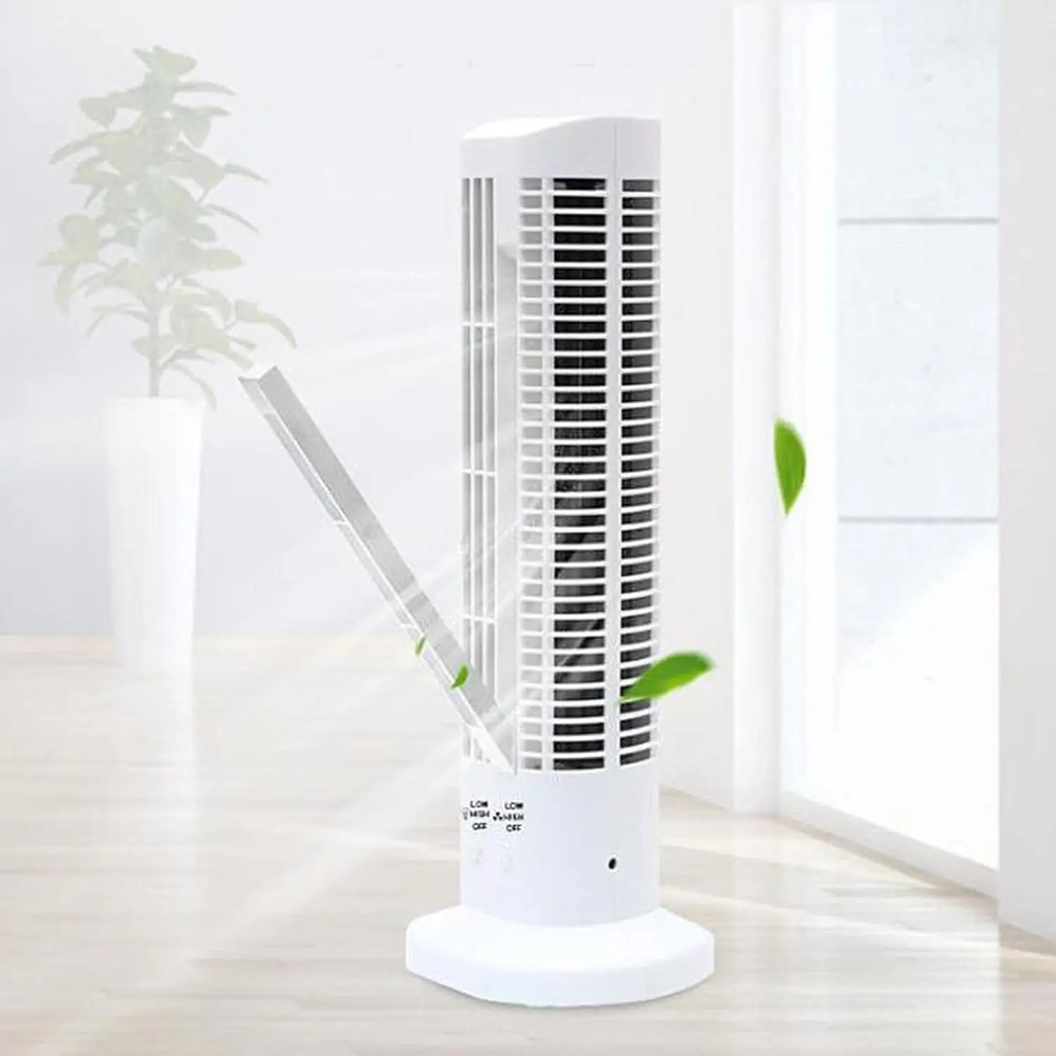Portable USB Desktop Air Conditioner Fan Mini Vertical Bladeless Air Cooler Fan with LED Light Cooling Tower Fan for Home Office