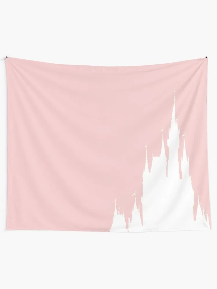 Castle Silhouette Millennial Pink Tapestry Wall Hanging Wall Funny Tapestry