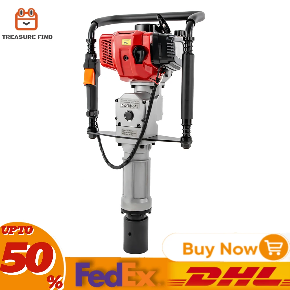 

Gasoline Pile Driver 1900W 52cc 2 Stroke Engine Post Driver Air Cooling Single-cylinder Petrol Garden Fencing Push Pile Tool