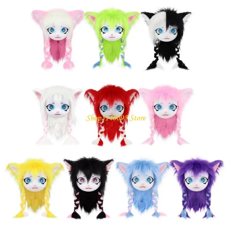 

DXAE Full Coverage Animal Head Mask With Soft Faux Furs Halloween Decors For Carnival Costumes And Anime Conventions