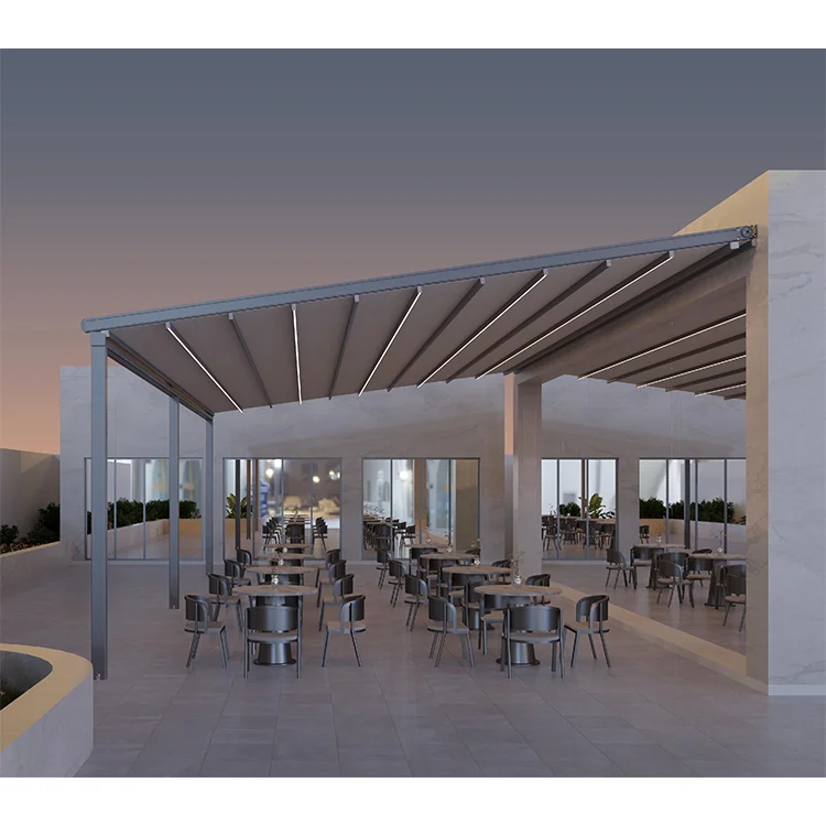 Aluminum Alloy Electric Folding Sunshade, Canopy, Villa Courtyard, Balcony, Coffee Shop Retractable Sunshade