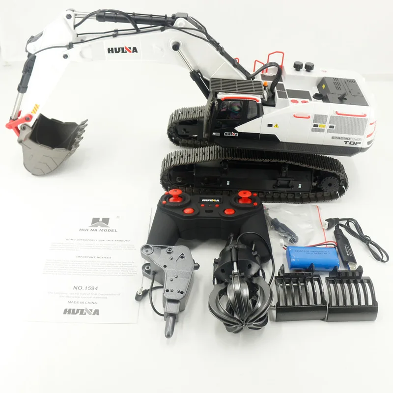 Huina 1592/1593/1594 Remote Controlled Excavator 28ch Electric Alloy Engineering Vehicle1：14 Hook Soil Machine Toy Car Model Toy