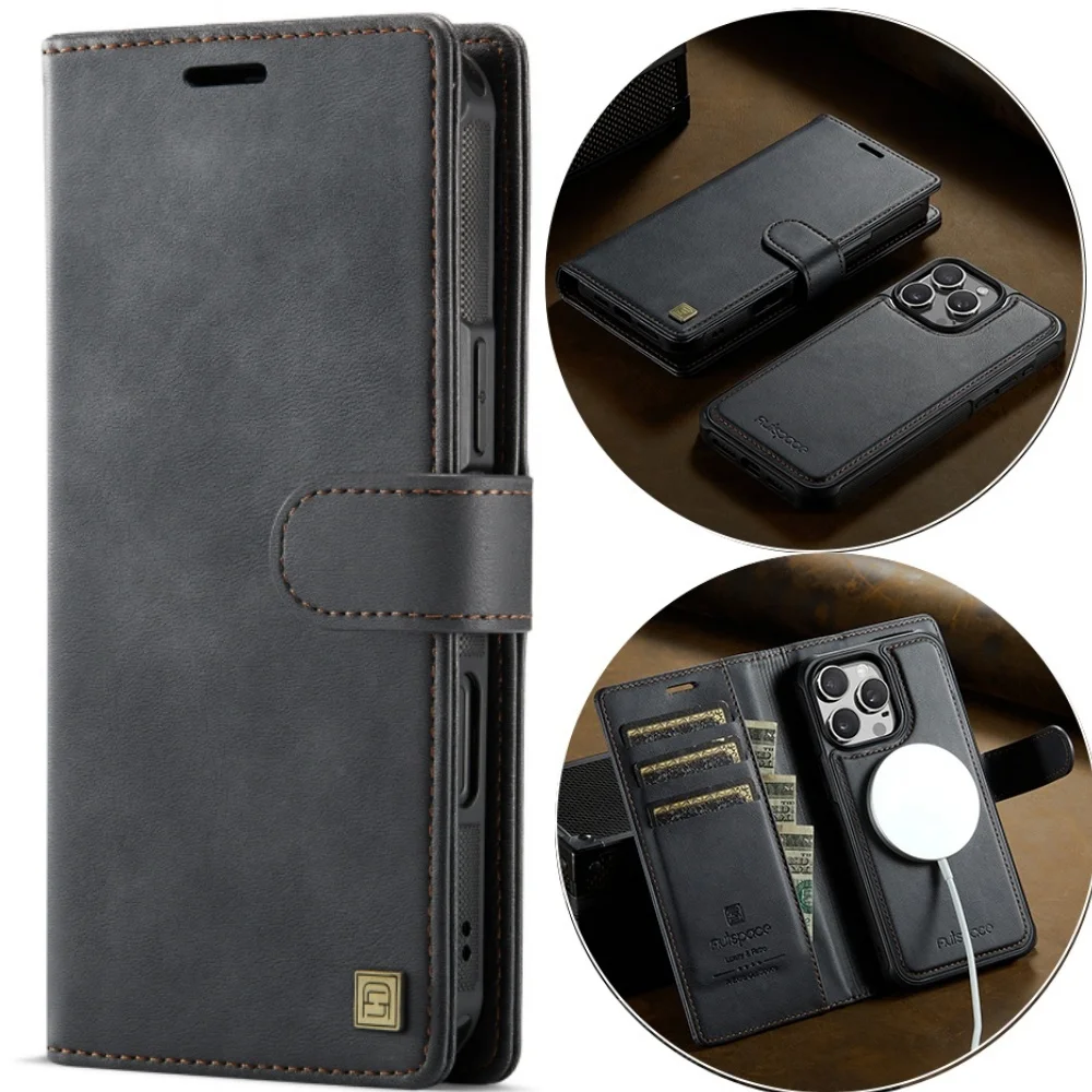 

Detachable Wallet Case For iPhone 17 16 15 14 13 12 Pro Max with Card Holder, 2 in 1 PU Leather Stand Shockproof Phone Cover