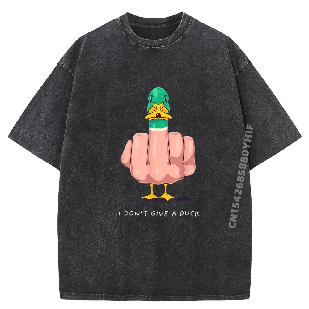 

I Don T Give A Duck Middle Finger Offensive Rude Duck Black Graphic T Shirts Funny Gifts Mens Washed Camisetas Hombre