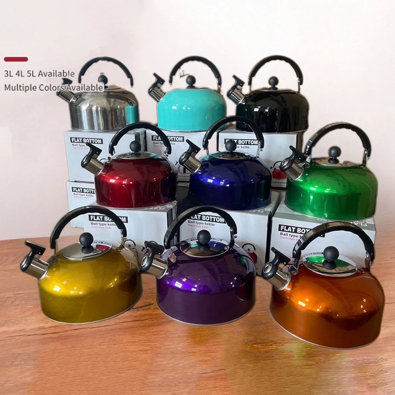 New 3L For Trips Hiking Cooking Teakettle Ergonomic Handle Stainless Steel Teapot Stove Gas Water Kettle Whistling Kettle Teapot