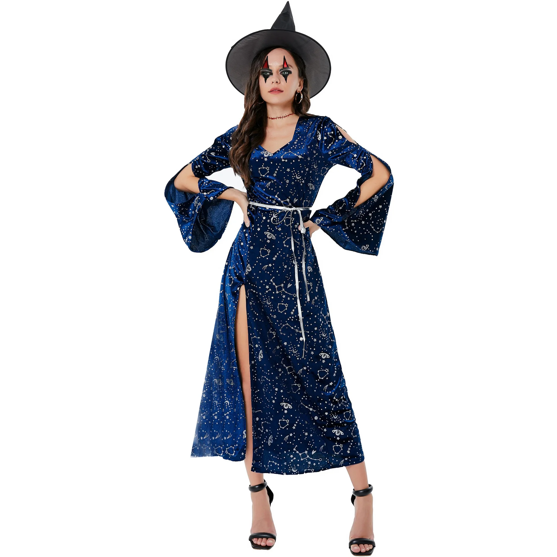 loween Witch Cosplay Adult Role-plang Clothes Stage Performance Evil Witch Long Skirt Ethnic Costume Women's Faion