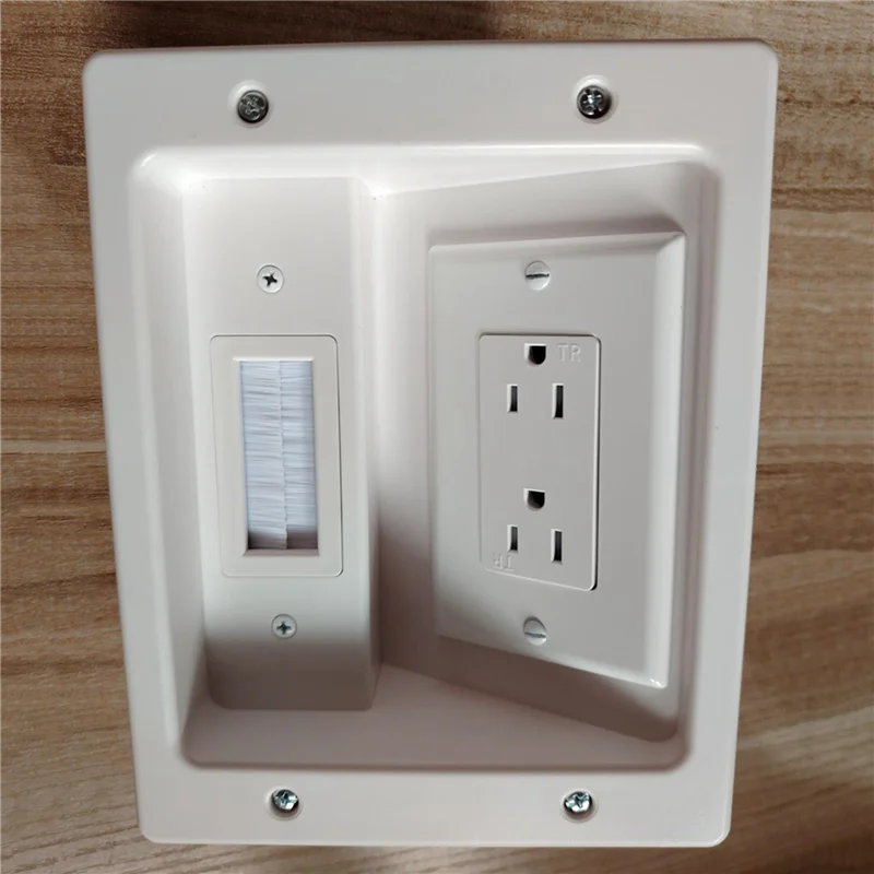 ABUL-3X 埋め込みコンセントボックス 壁内ケーブル管理キット 15A 125V テレビ電源ケーブルと低電圧配線を壁の裏に隠す