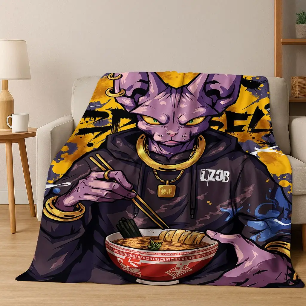 3D Japanese Anime D-Dragon B-Ball Flannel Blanket Soft Warm Throw Blanket for Bedroom Living Room Bed Travel Camping Picnic Gift