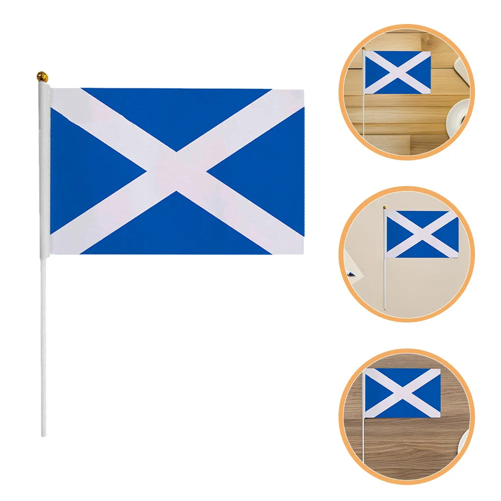 40Pcs Handheld Flags Scotland Design Easy Waving Mini Stick Flags Parties Cheer Patriotic Scottish Decorations