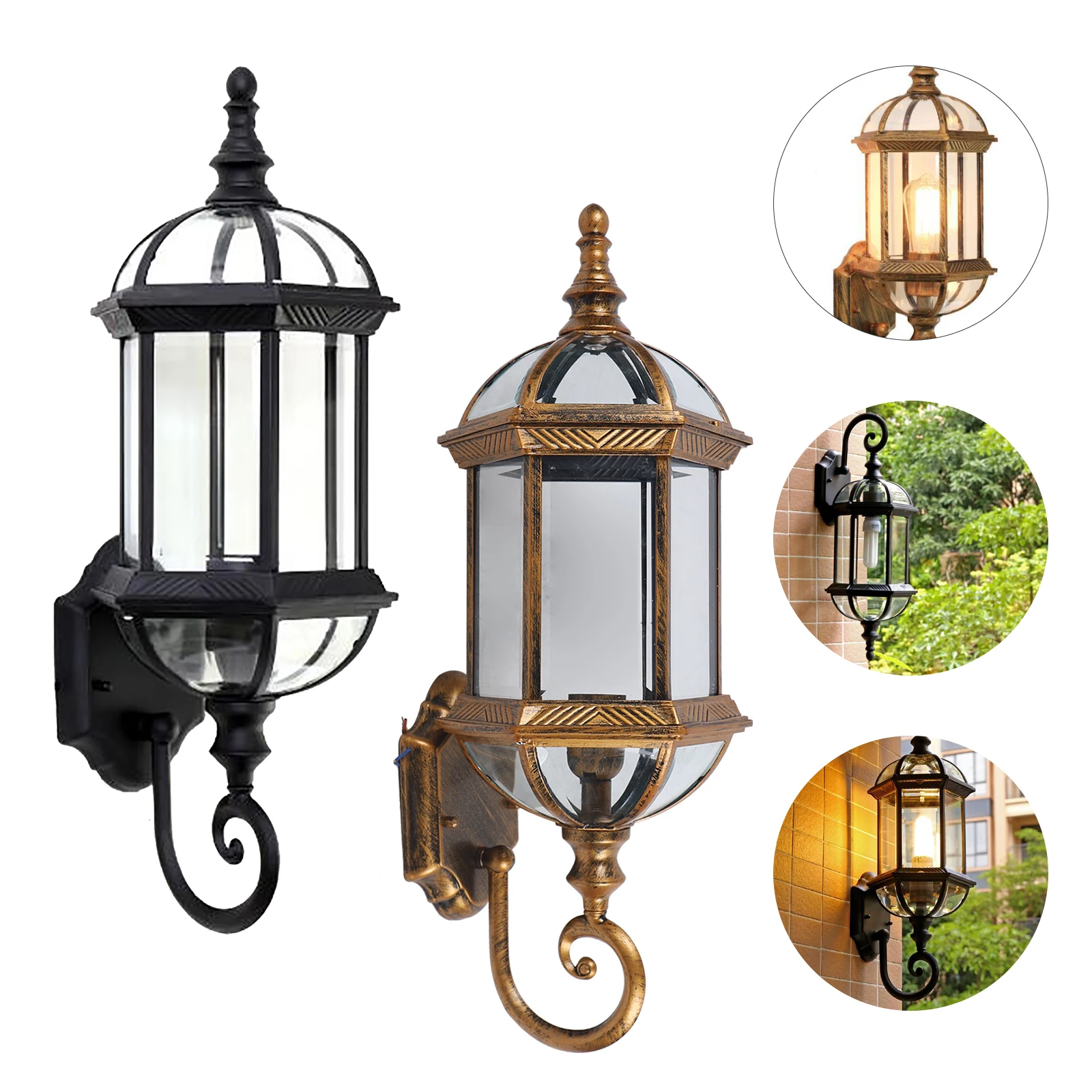 Schwarz/Bronze Vintage Außenwandleuchten Wasserdichte LED Wandleuchte für Haus Terrasse Tür Dekor Beleuchtungskörper 240V IP45 E27
