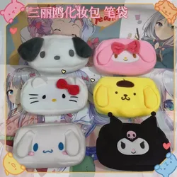 Sanrio Hello Kitty Cinnamoroll Melody Purin Kawaii Pencil Bags Forwomen Sweet Y2k Cute Cartoon peluche borsa per il trucco borsa a mano per ragazze