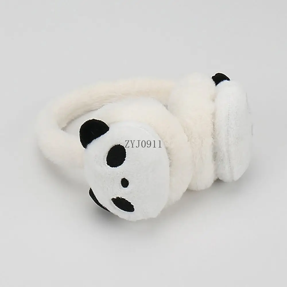 Penutup Telinga Mewah Panda Lucu Musim Dingin Penutup Telinga Hangat Berbulu Penghangat Telinga Kasual Dapat Disesuaikan untuk Pria Wanita