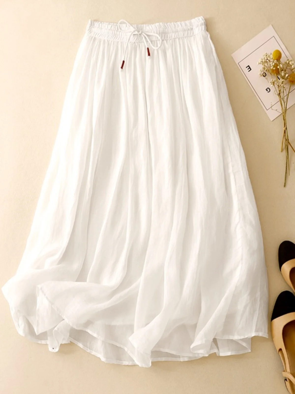 الرجعية متوهج ألف خط تنورة المرأة الصيف نظام الغابات شخصية عالية الخصر ثنى طبقة مزدوجة القطن لين f تنورة الجسم