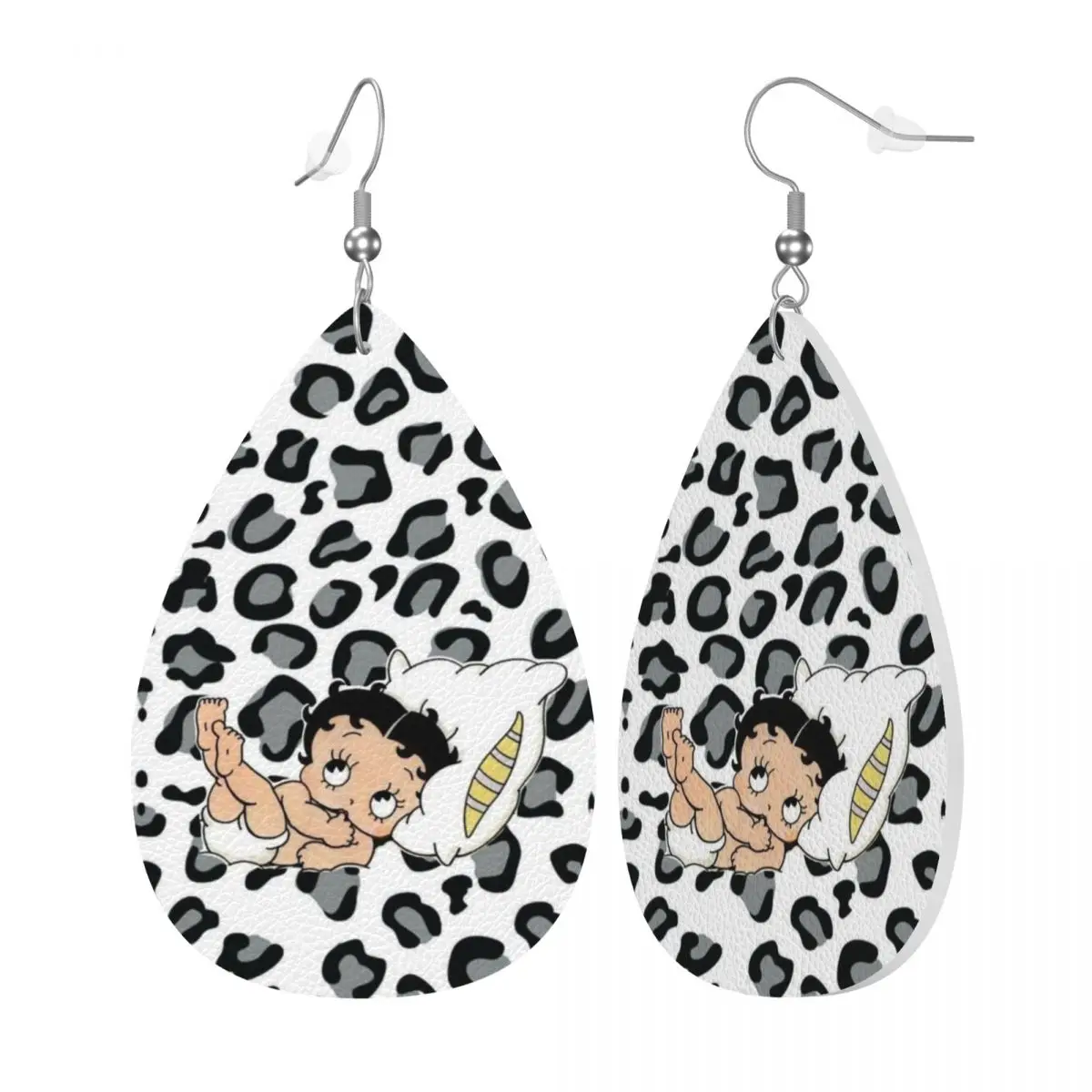Custom Cute Betties Cartoon Dangle Drop Earrings Leather Earrings for Women Fashion Comic  For Party