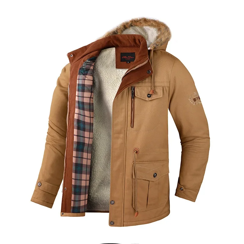 Piumini lunghi con cappuccio da uomo parka caldi nuovi cappotti invernali Casual da uomo all\'aperto Multi tasche cappotti Slim maschili di buona